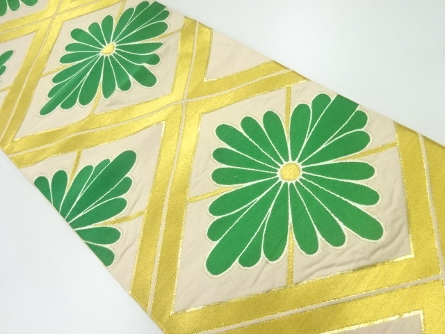 JAPANESE KIMONO / ANTIQUE FUKURO OBI / SILK / WOVEN TASUKI LATTICE & FLOWERS